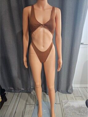 Matte Collection Mocha One-Piece Cutout Swimsuit Size S